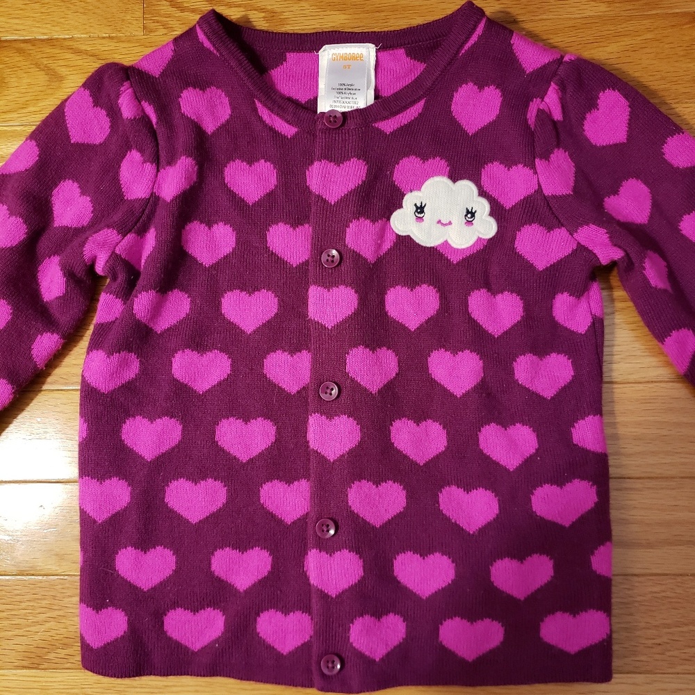 Gymboree cute cloud cardigan with hearts